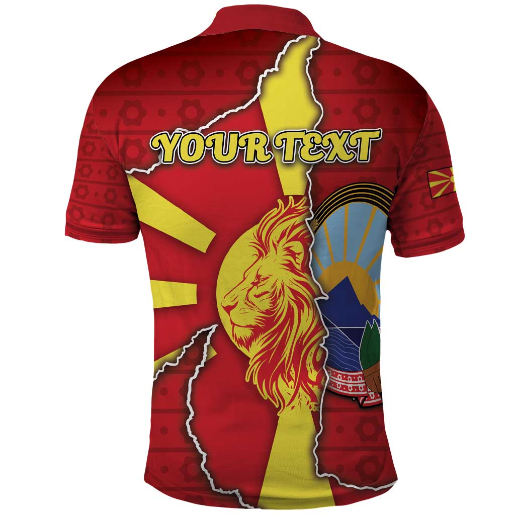 Personalized North Macedonia Polo Shirt National Emblem With Lion - Wonder Print Shop