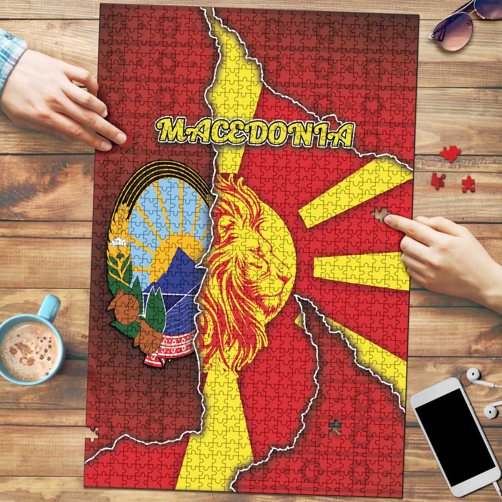 North Macedonia Puzzle National Emblem With Lion - Wonder Print Shop