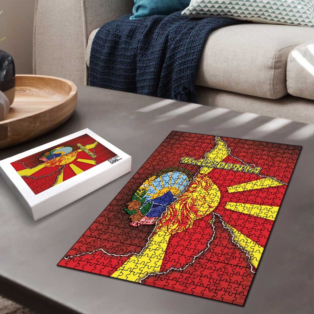 North Macedonia Puzzle National Emblem With Lion - Wonder Print Shop
