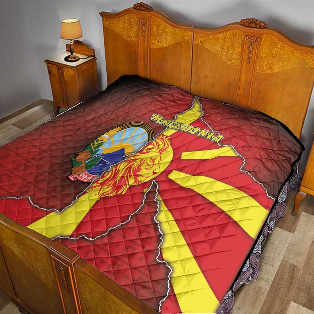 North Macedonia Quilt National Emblem With Lion - Wonder Print Shop