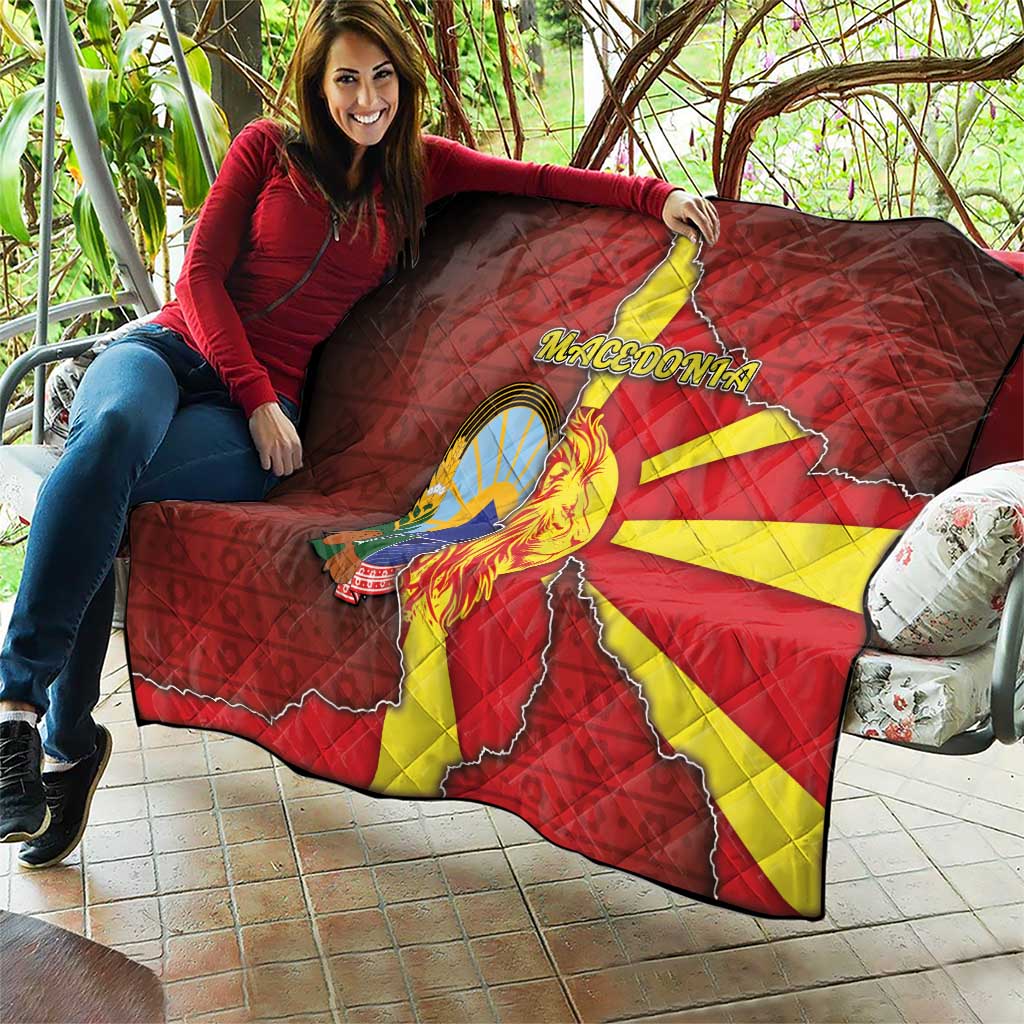 North Macedonia Quilt National Emblem With Lion - Wonder Print Shop