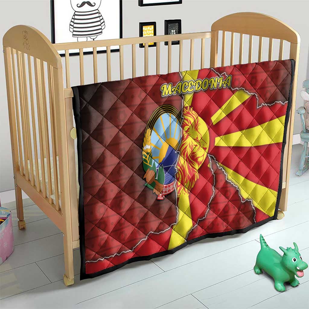 North Macedonia Quilt National Emblem With Lion - Wonder Print Shop