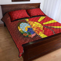 North Macedonia Quilt Bed Set National Emblem With Lion - Wonder Print Shop