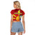 Personalized North Macedonia Raglan Cropped T Shirt National Emblem With Lion - Wonder Print Shop