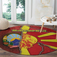 North Macedonia Round Carpet National Emblem With Lion - Wonder Print Shop
