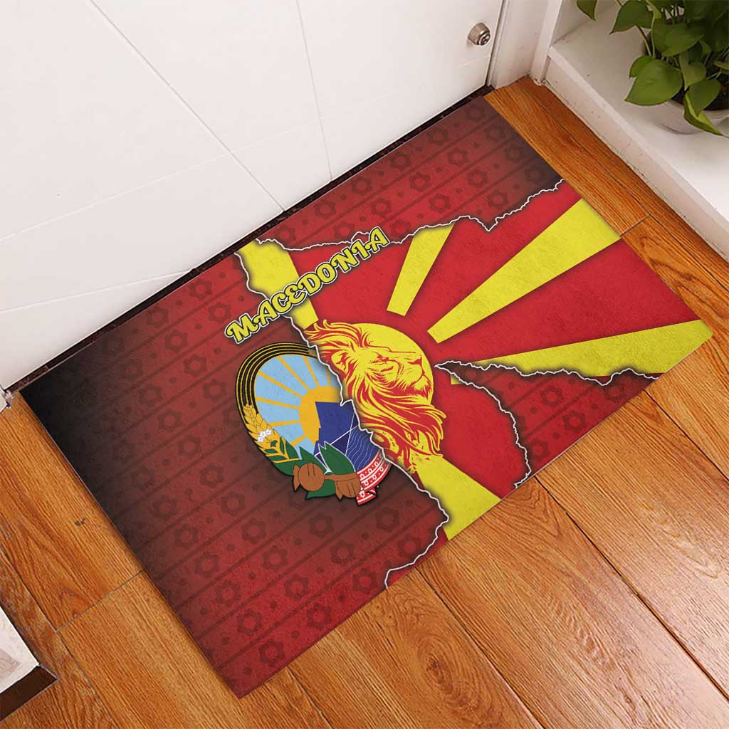 North Macedonia Rubber Doormat National Emblem With Lion - Wonder Print Shop