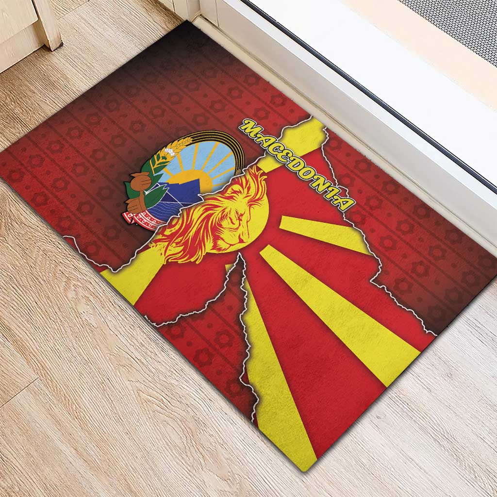North Macedonia Rubber Doormat National Emblem With Lion - Wonder Print Shop