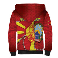 Personalized North Macedonia Sherpa Hoodie National Emblem With Lion - Wonder Print Shop