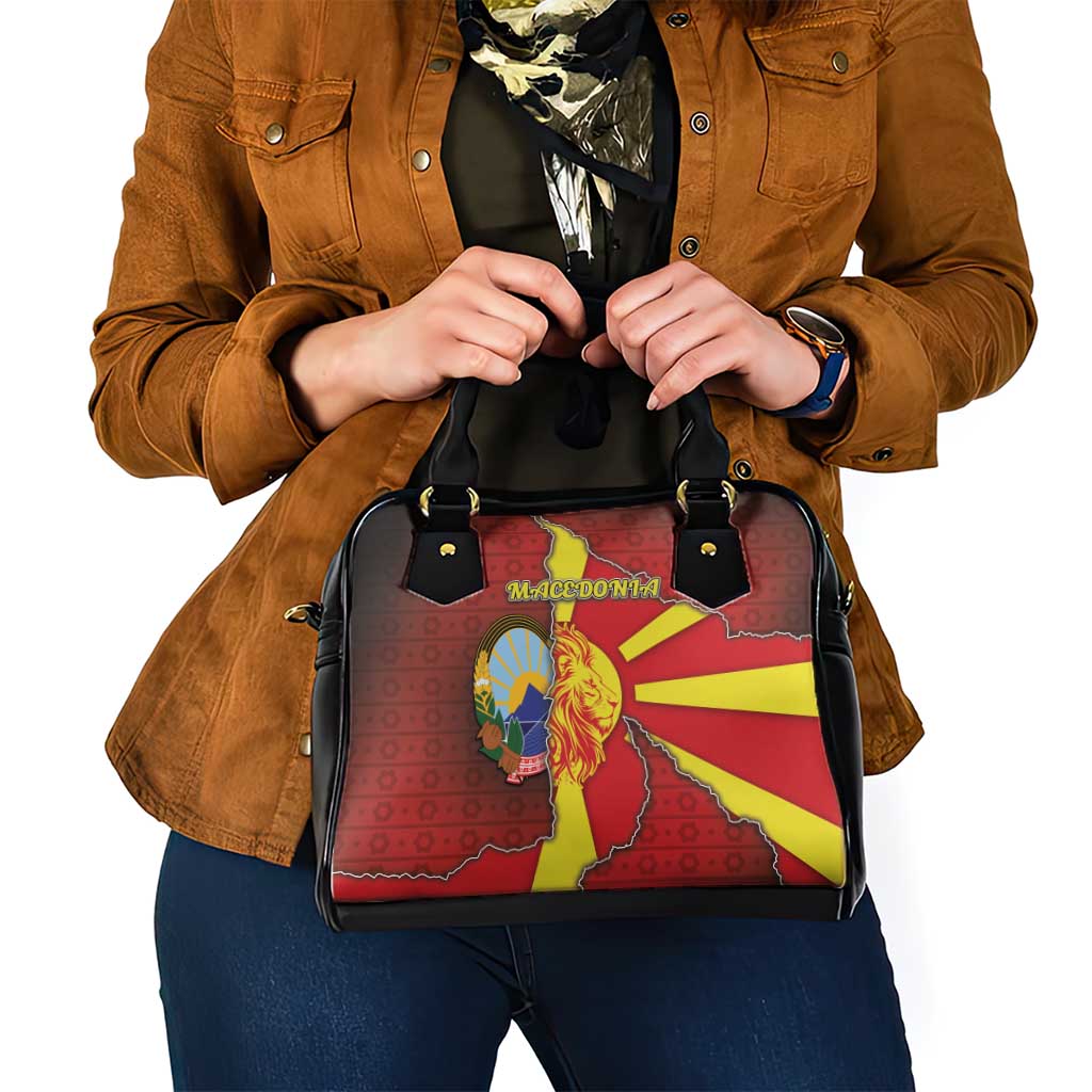 North Macedonia Shoulder Handbag National Emblem With Lion - Wonder Print Shop