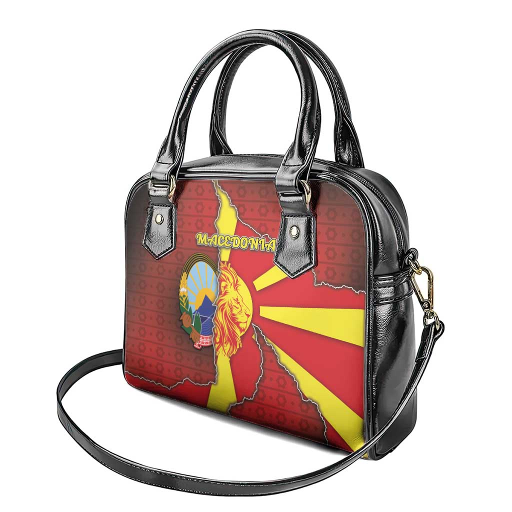 North Macedonia Shoulder Handbag National Emblem With Lion - Wonder Print Shop