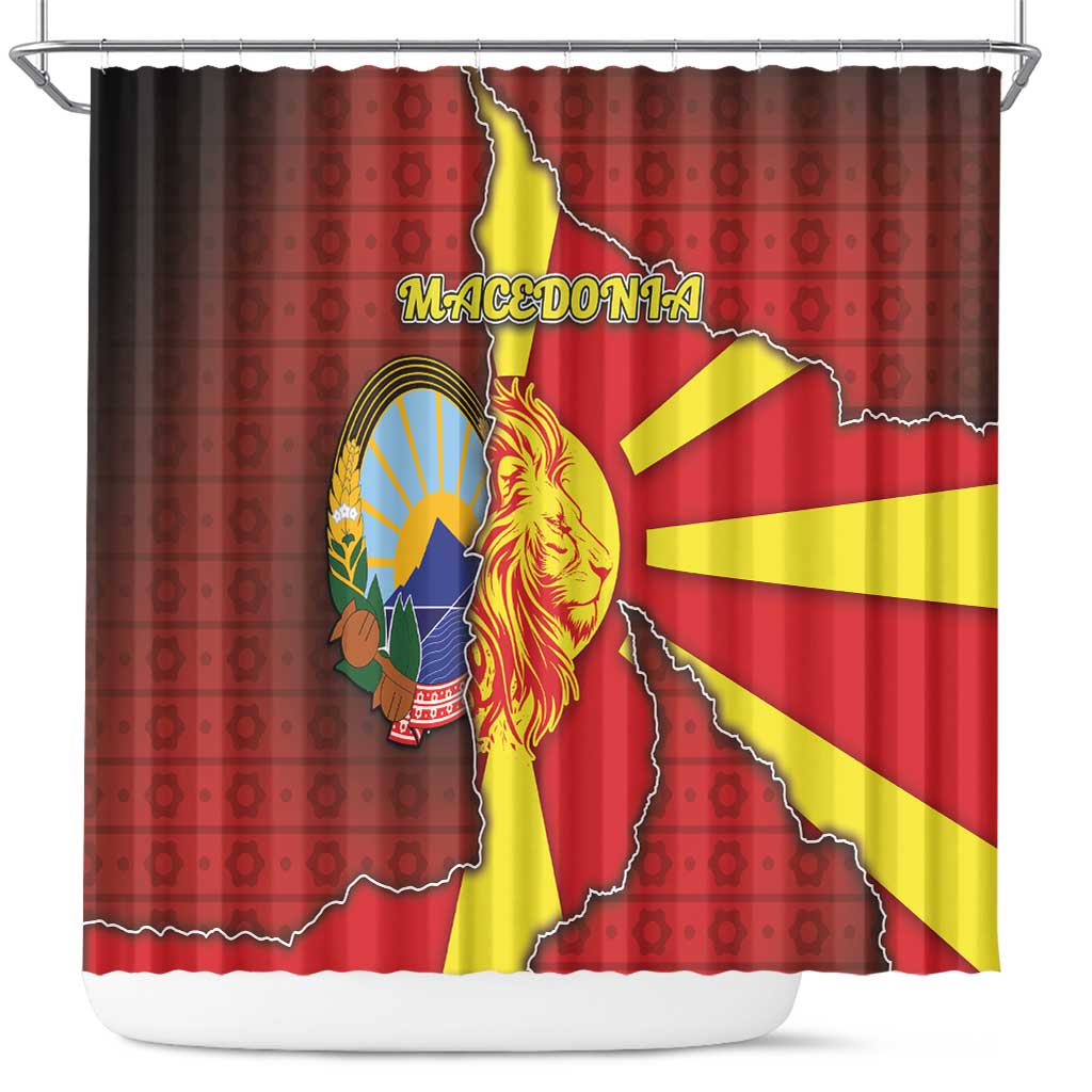 North Macedonia Shower Curtain National Emblem With Lion - Wonder Print Shop