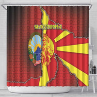 North Macedonia Shower Curtain National Emblem With Lion - Wonder Print Shop