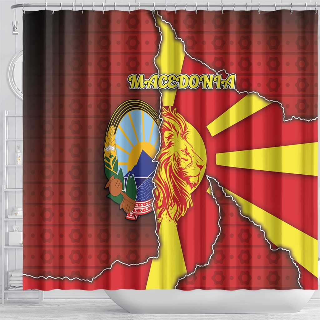 North Macedonia Shower Curtain National Emblem With Lion - Wonder Print Shop