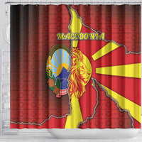 North Macedonia Shower Curtain National Emblem With Lion - Wonder Print Shop