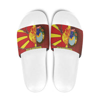 North Macedonia Slide Sandals National Emblem With Lion - Wonder Print Shop
