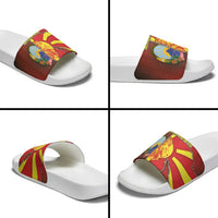 North Macedonia Slide Sandals National Emblem With Lion - Wonder Print Shop