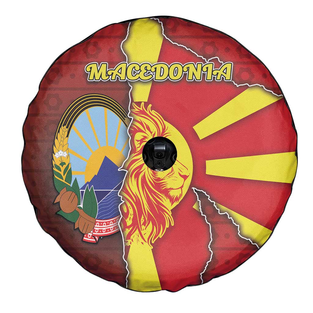 North Macedonia Spare Tire Cover National Emblem With Lion - Wonder Print Shop