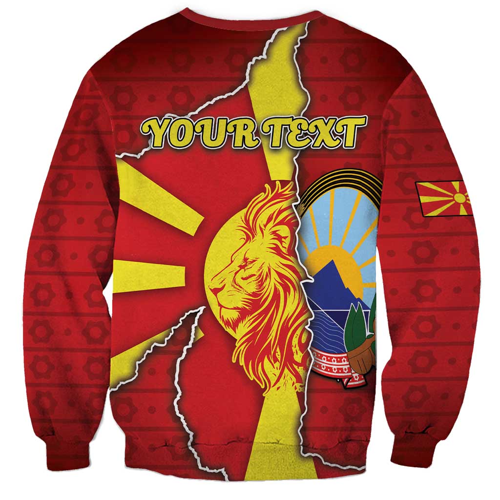 Personalized North Macedonia Sweatshirt National Emblem With Lion - Wonder Print Shop