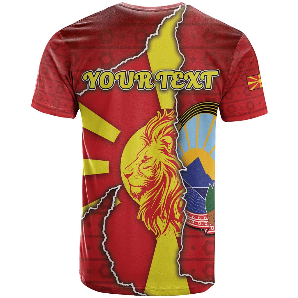 Personalized North Macedonia T Shirt National Emblem With Lion - Wonder Print Shop