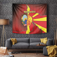 North Macedonia Tapestry National Emblem With Lion - Wonder Print Shop