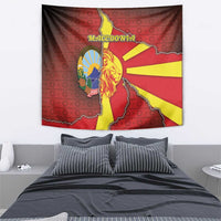North Macedonia Tapestry National Emblem With Lion - Wonder Print Shop