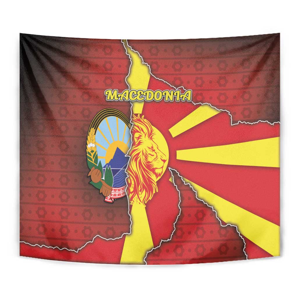 North Macedonia Tapestry National Emblem With Lion - Wonder Print Shop