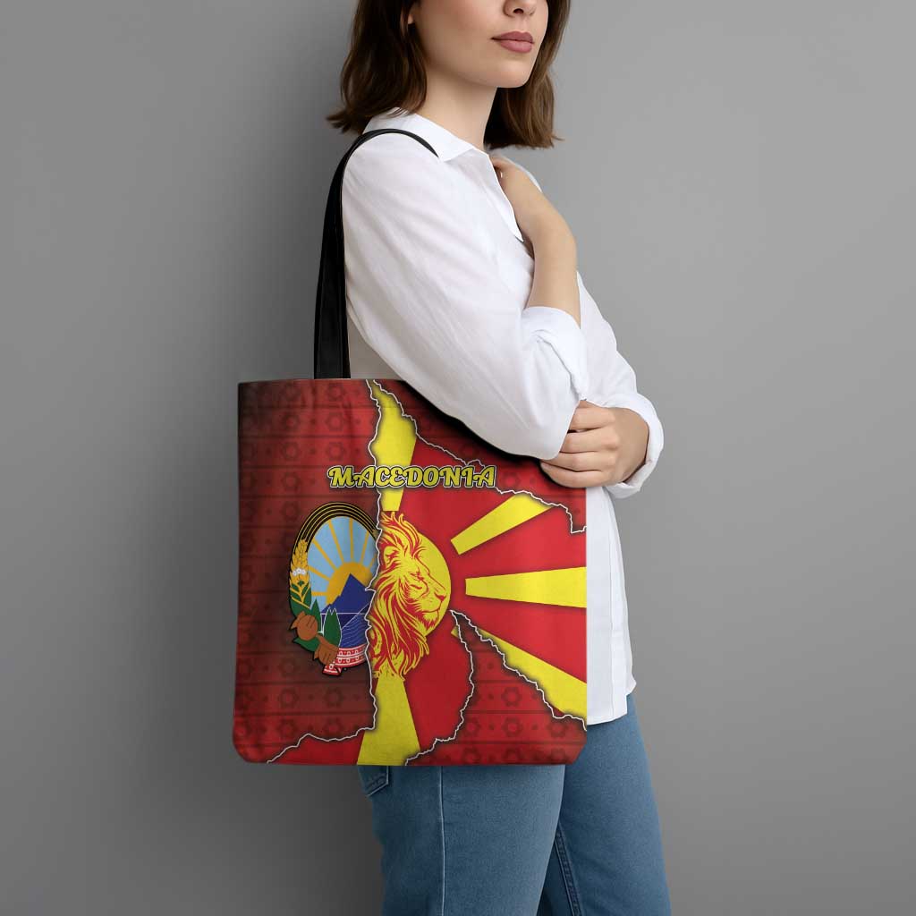 North Macedonia Tote Bag National Emblem With Lion - Wonder Print Shop