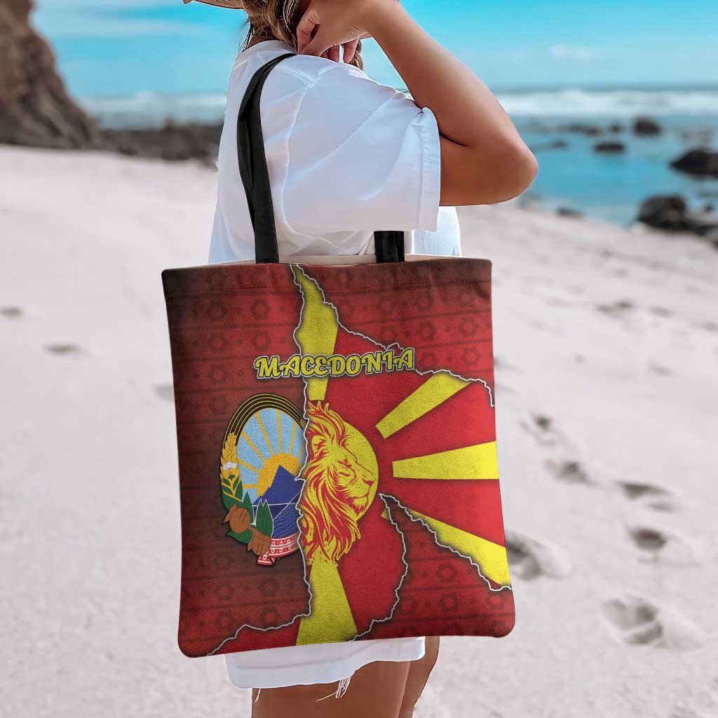 North Macedonia Tote Bag National Emblem With Lion - Wonder Print Shop