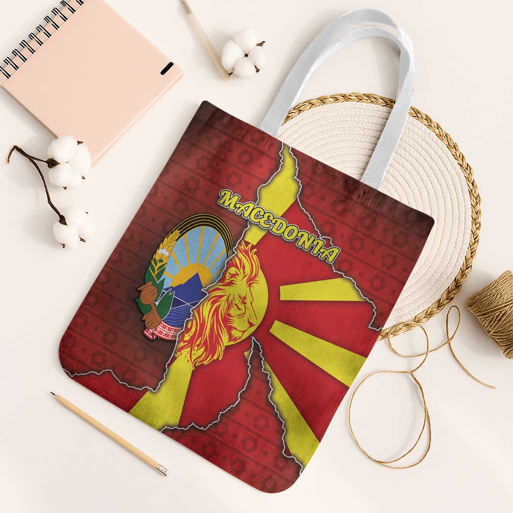 North Macedonia Tote Bag National Emblem With Lion - Wonder Print Shop
