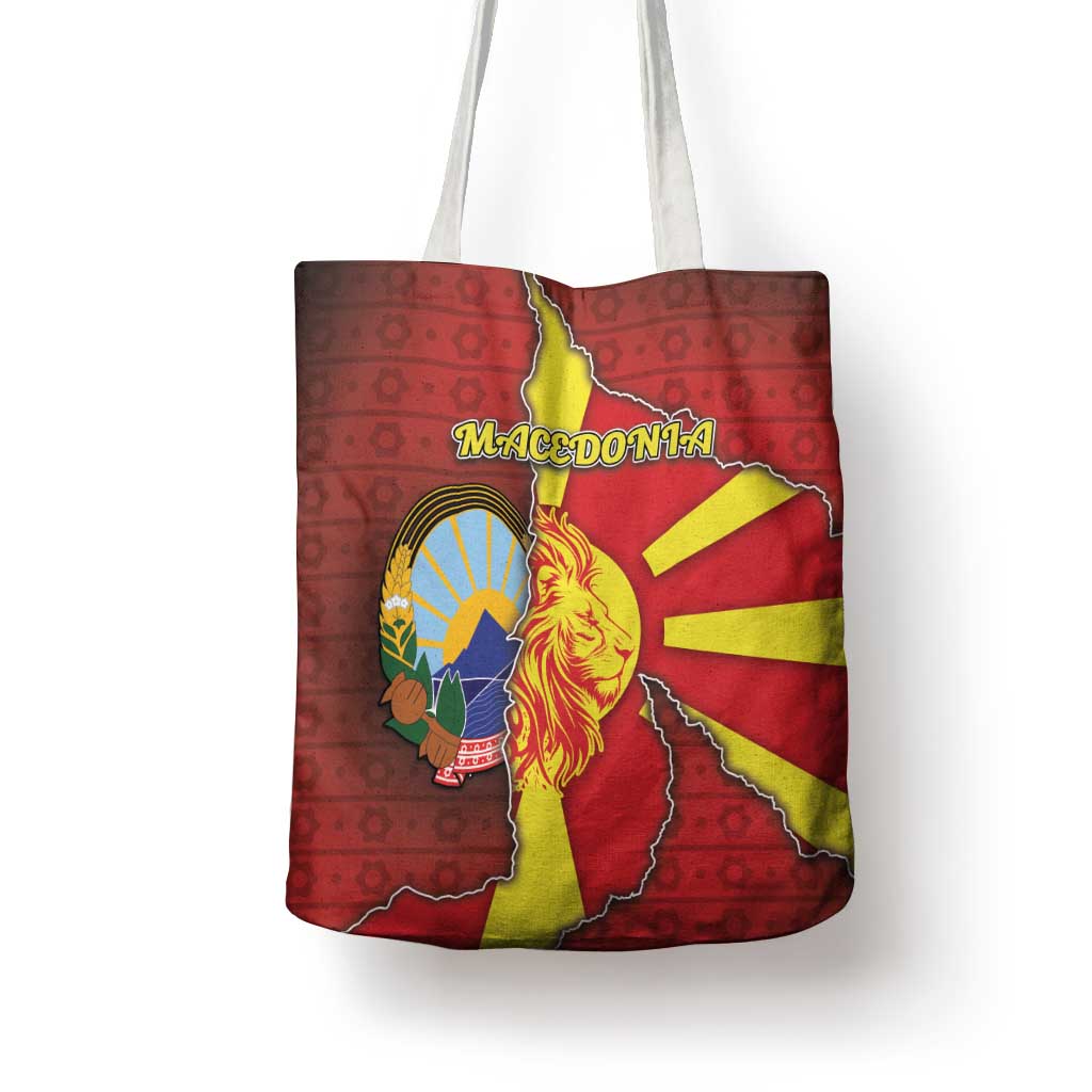 North Macedonia Tote Bag National Emblem With Lion - Wonder Print Shop