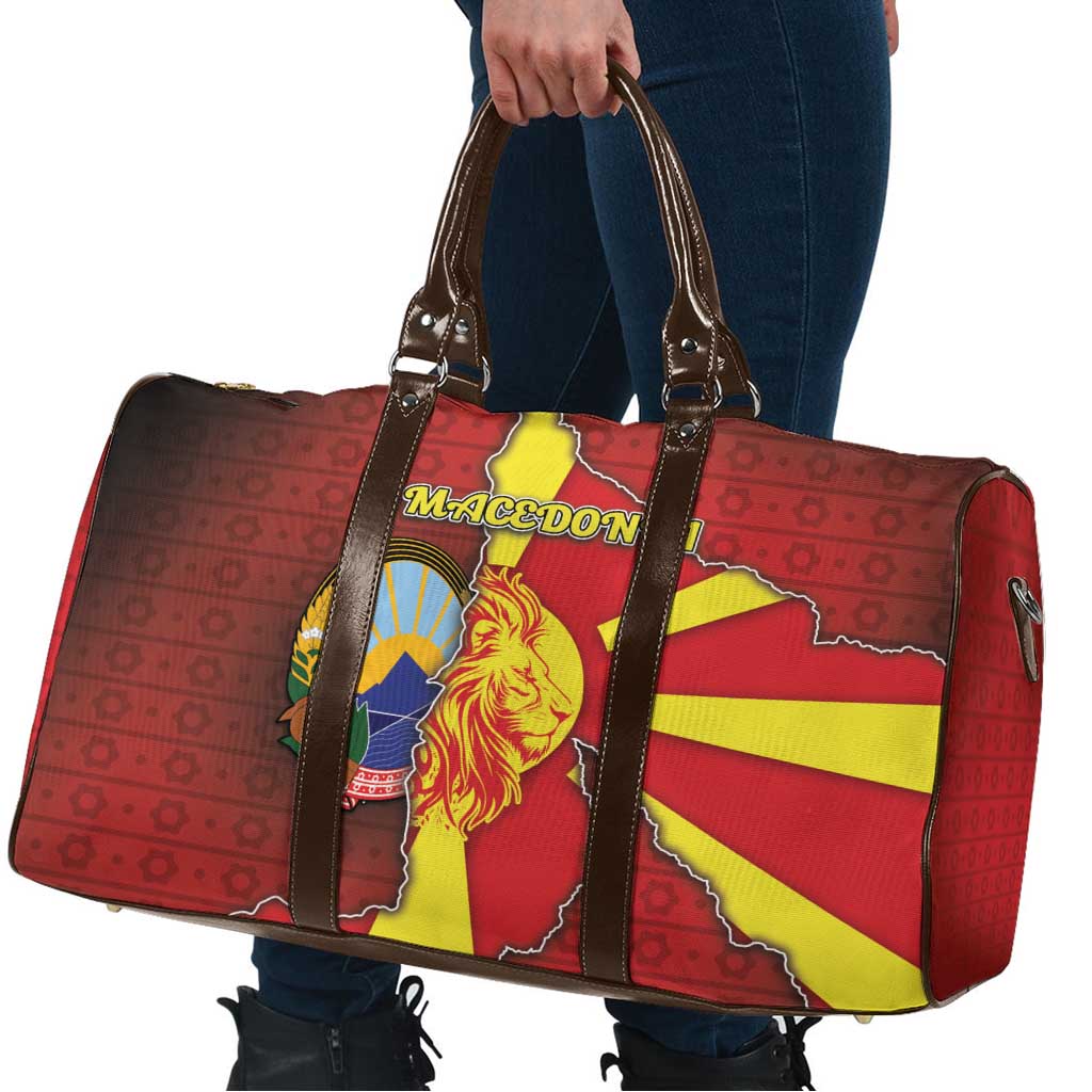 North Macedonia Travel Bag National Emblem With Lion - Wonder Print Shop