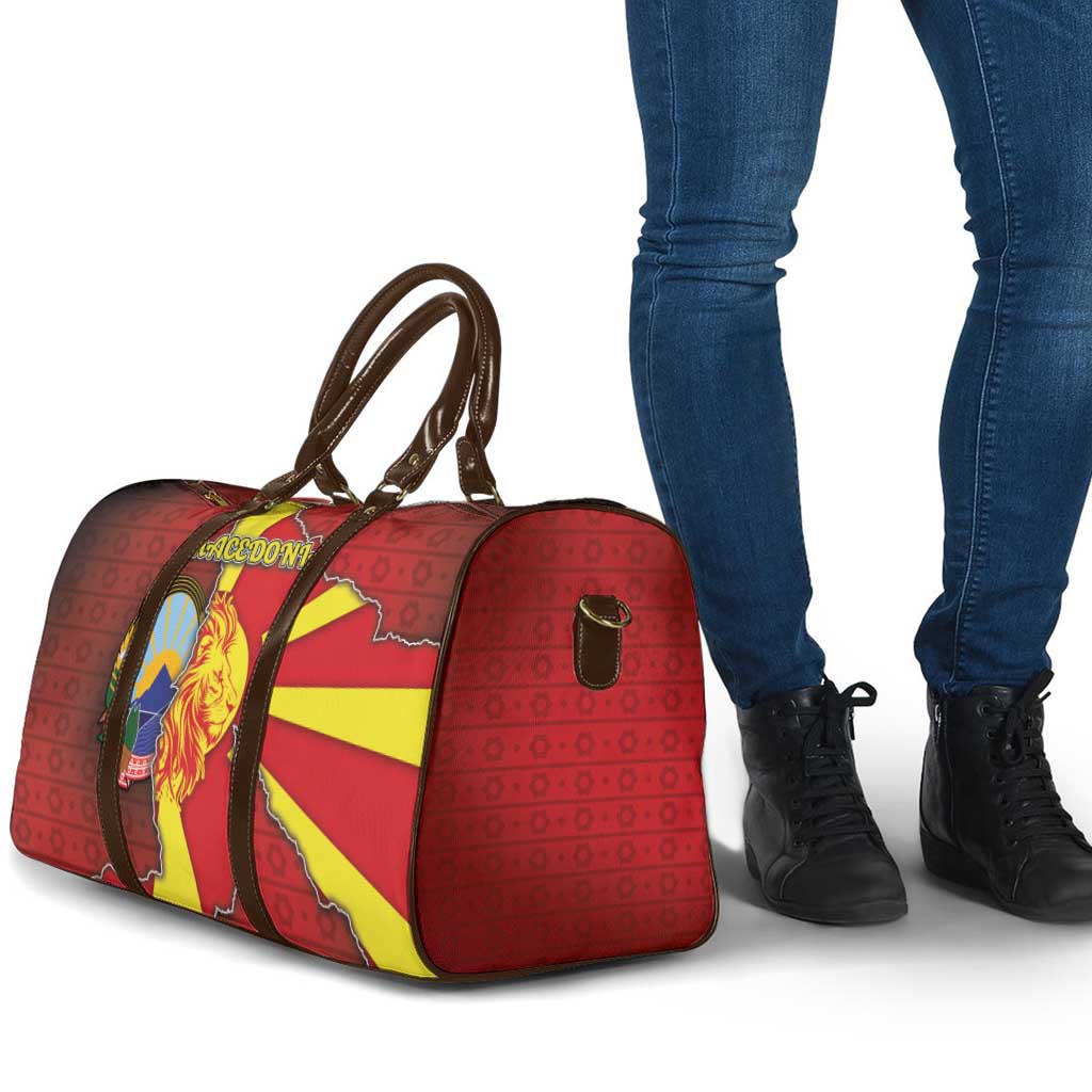 North Macedonia Travel Bag National Emblem With Lion - Wonder Print Shop