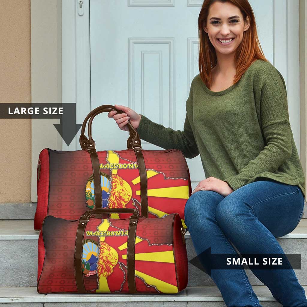 North Macedonia Travel Bag National Emblem With Lion - Wonder Print Shop