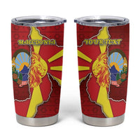 Personalized North Macedonia Tumbler Cup National Emblem With Lion - Wonder Print Shop
