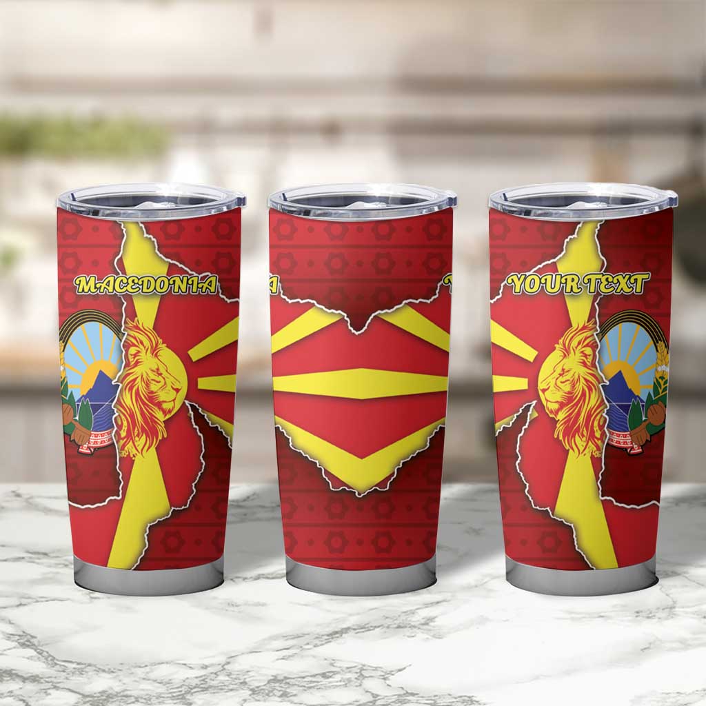 Personalized North Macedonia Tumbler Cup National Emblem With Lion - Wonder Print Shop