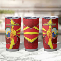 Personalized North Macedonia Tumbler Cup National Emblem With Lion - Wonder Print Shop