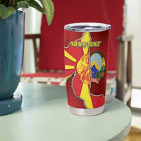 Personalized North Macedonia Tumbler Cup National Emblem With Lion - Wonder Print Shop
