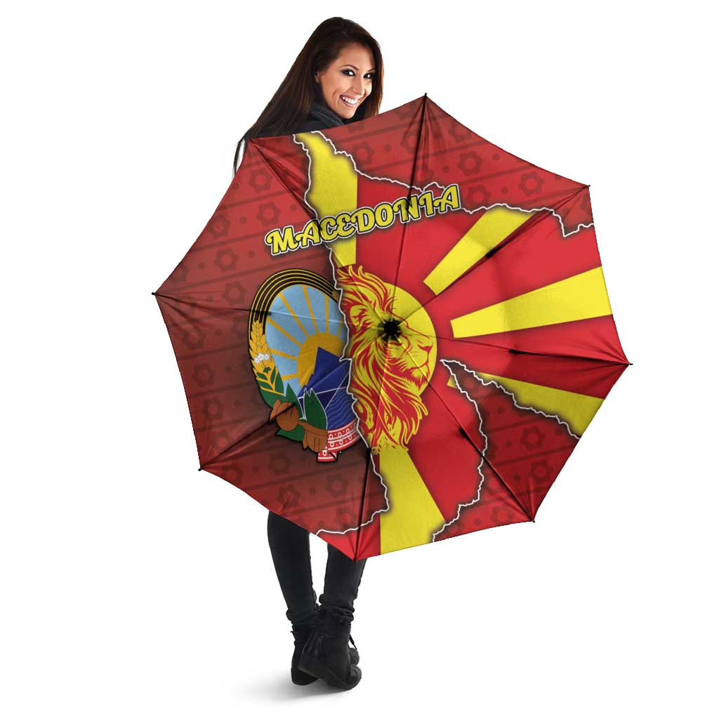 North Macedonia Umbrella National Emblem With Lion - Wonder Print Shop