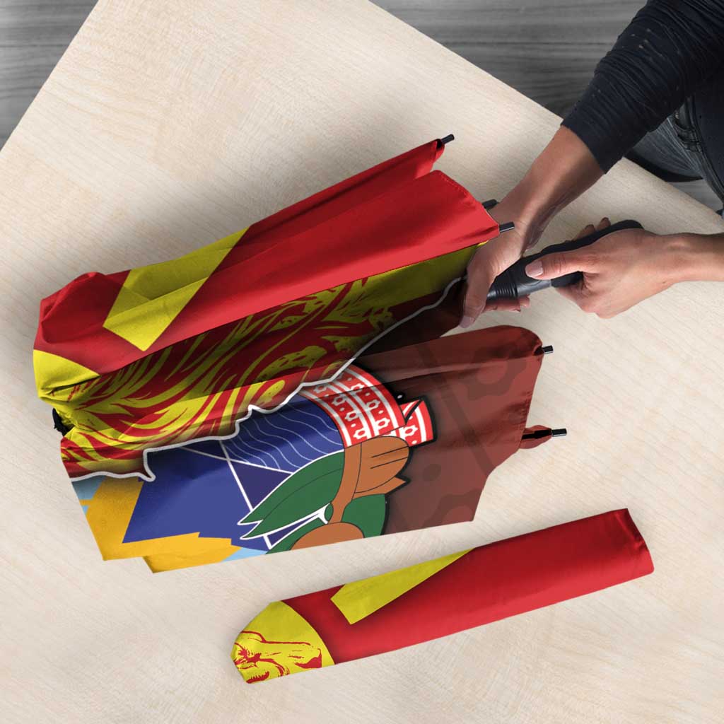 North Macedonia Umbrella National Emblem With Lion - Wonder Print Shop