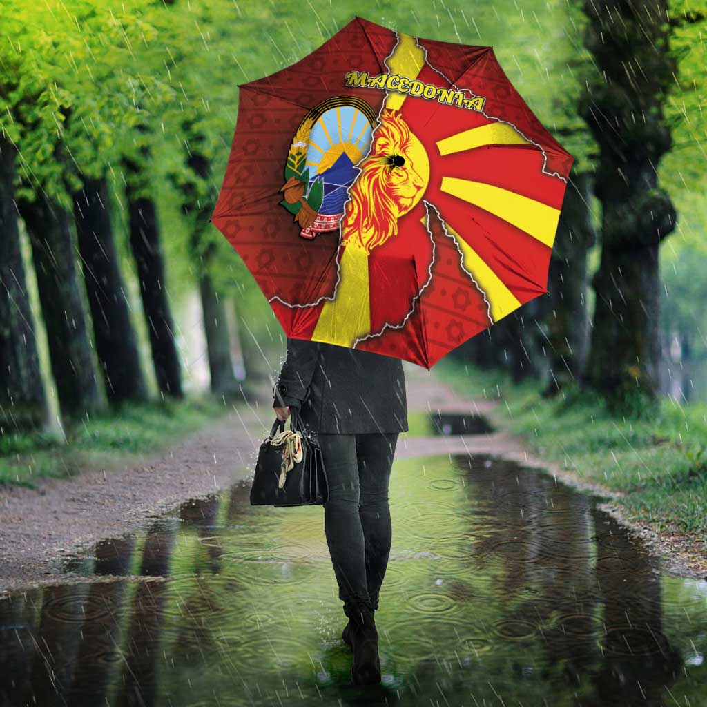 North Macedonia Umbrella National Emblem With Lion - Wonder Print Shop