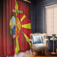 North Macedonia Window Curtain National Emblem With Lion - Wonder Print Shop