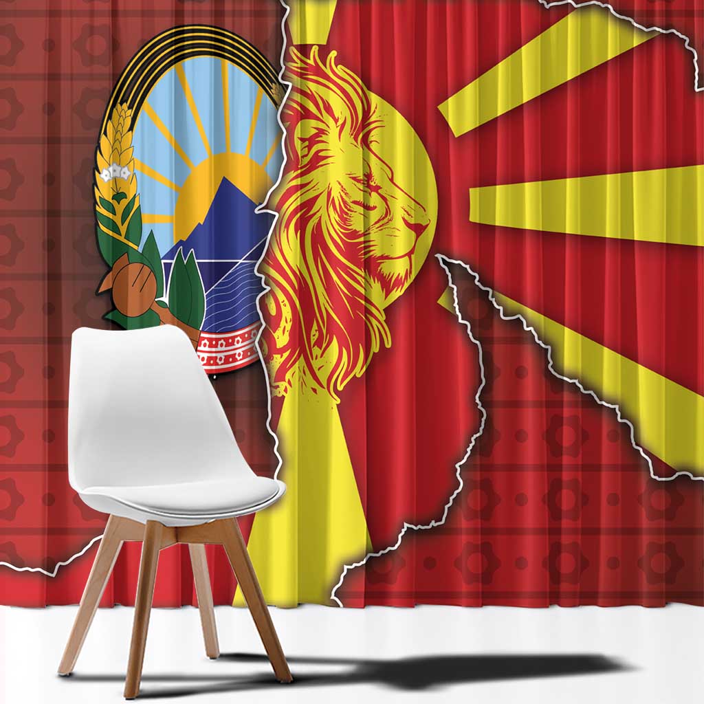 North Macedonia Window Curtain National Emblem With Lion - Wonder Print Shop