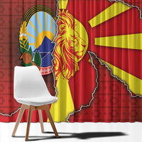 North Macedonia Window Curtain National Emblem With Lion - Wonder Print Shop