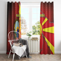 North Macedonia Window Curtain National Emblem With Lion - Wonder Print Shop
