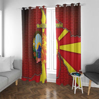 North Macedonia Window Curtain National Emblem With Lion - Wonder Print Shop