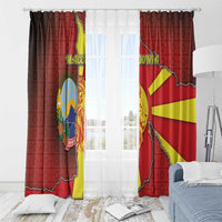 North Macedonia Window Curtain National Emblem With Lion - Wonder Print Shop