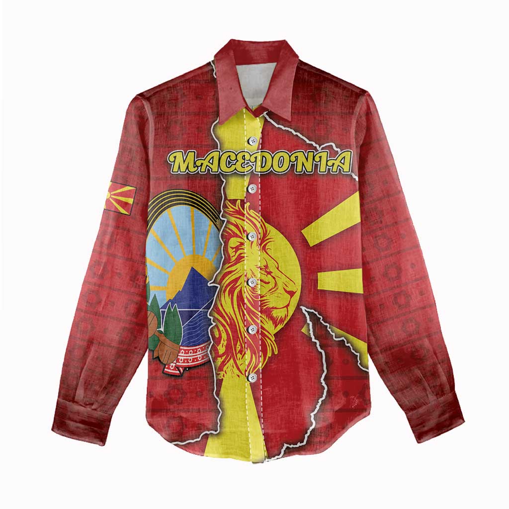 Personalized North Macedonia Women Casual Shirt National Emblem With Lion - Wonder Print Shop