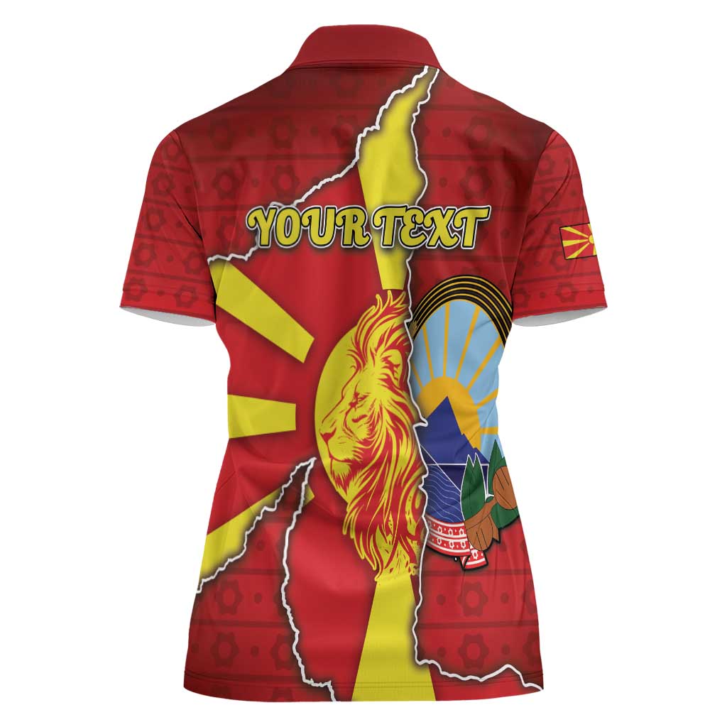 Personalized North Macedonia Women Polo Shirt National Emblem With Lion - Wonder Print Shop