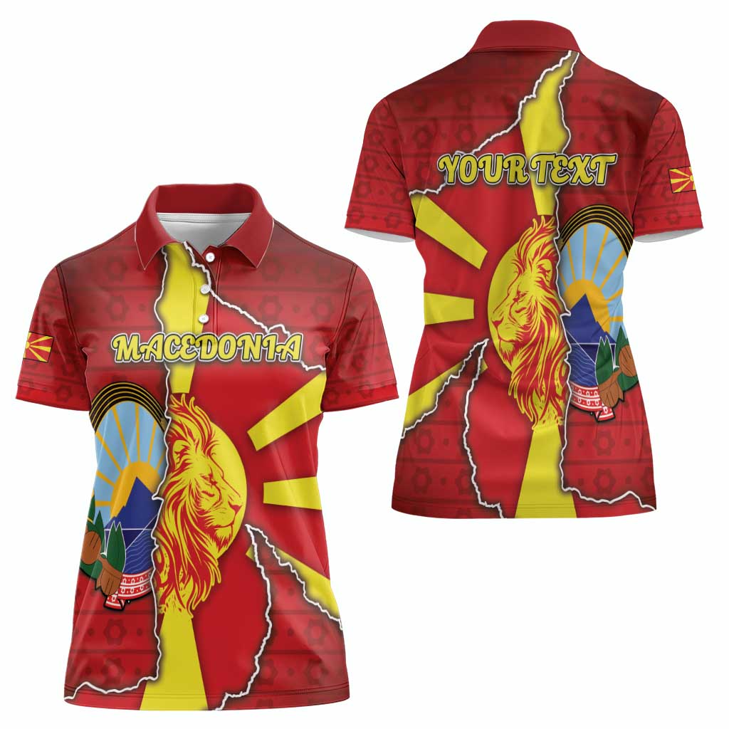 Personalized North Macedonia Women Polo Shirt National Emblem With Lion - Wonder Print Shop