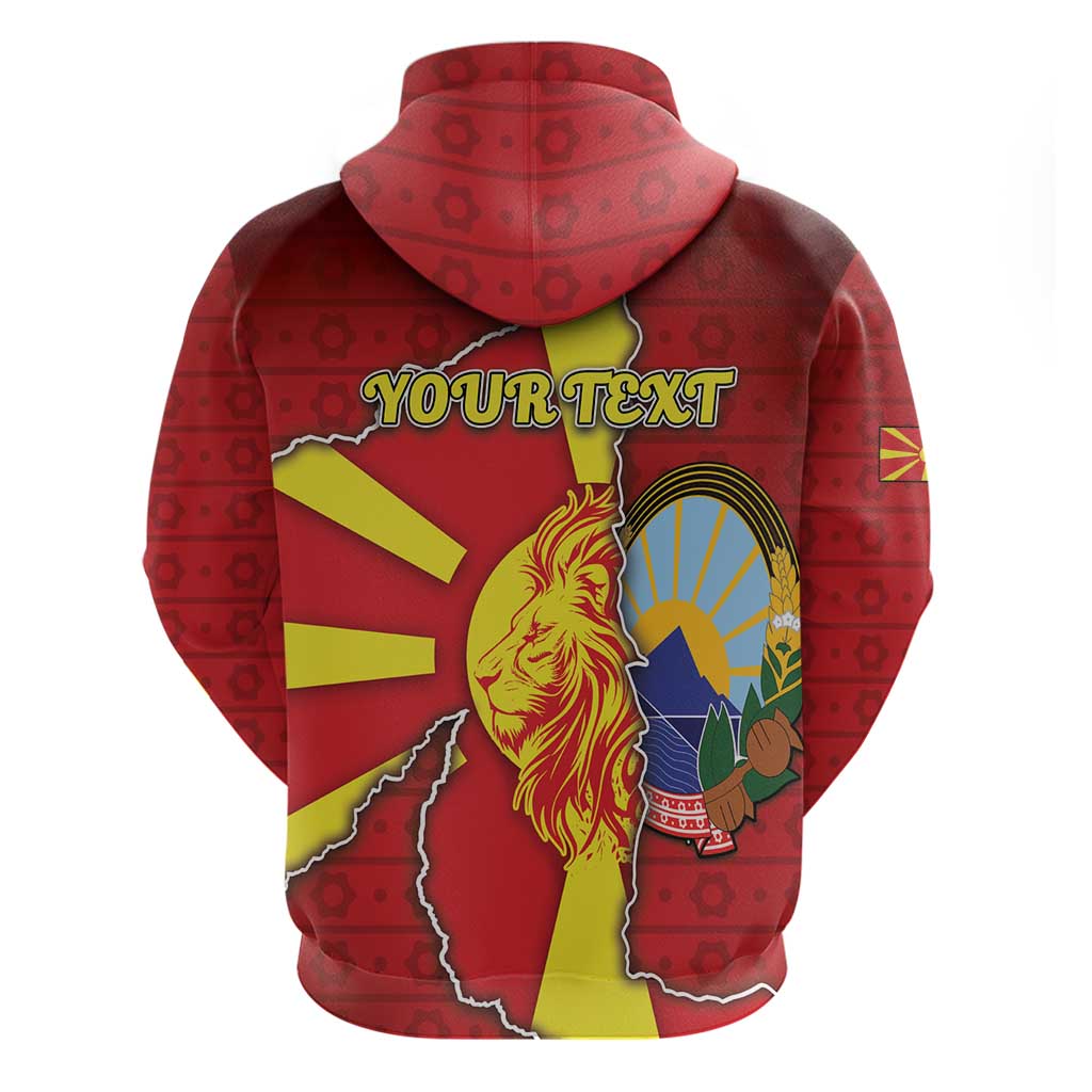 Personalized North Macedonia Zip Hoodie National Emblem With Lion - Wonder Print Shop